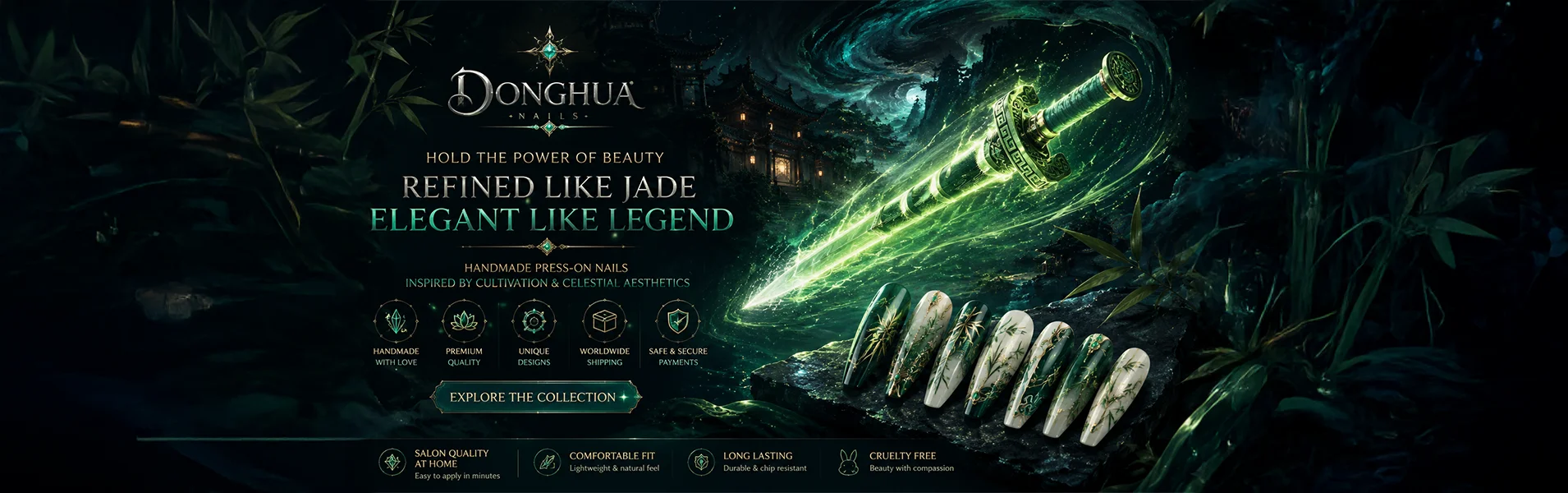 Luxury handmade press-on nails collection by DonghuaNails